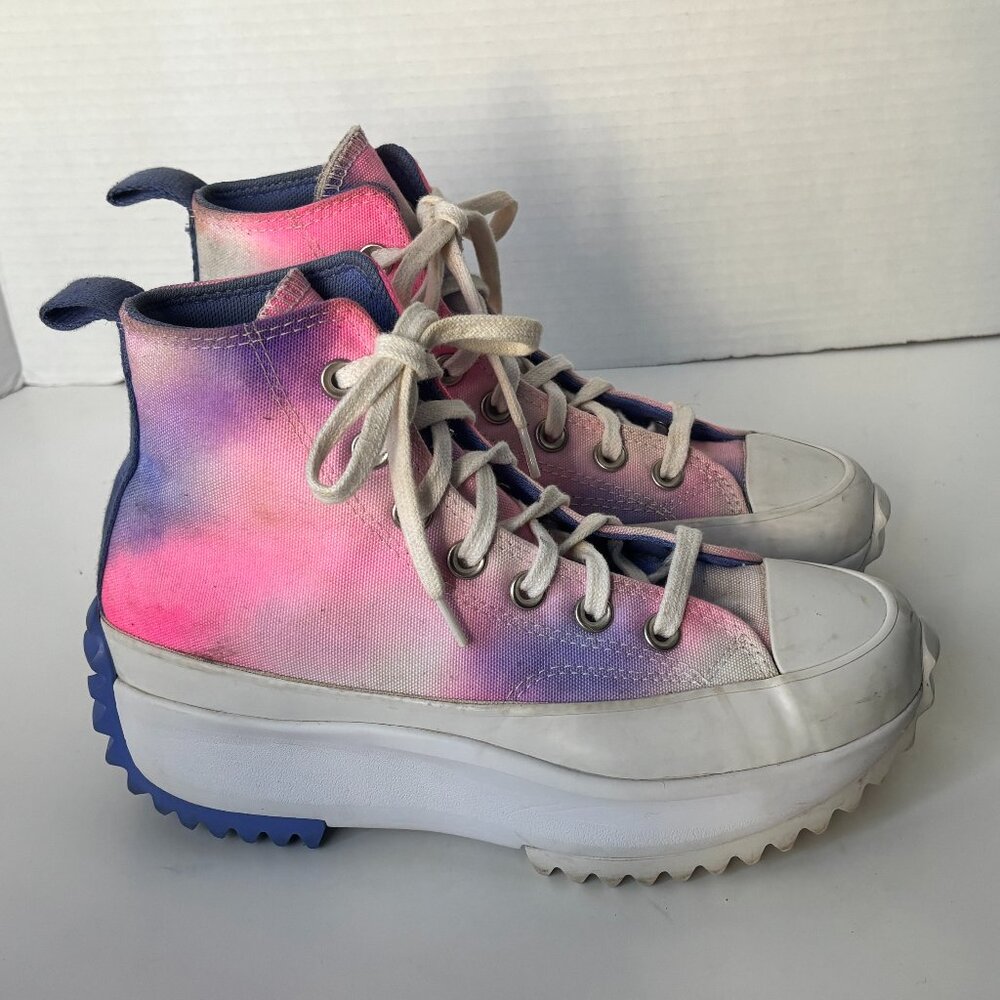RARE - Converse Run Star Hike Tie Dye Pink Purple Blue Platform Women's Size 6